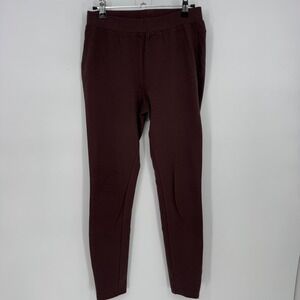 IMAN Women's Chocolate Brown Knit Leggings Pants Size‎ S Zipper Detail Stretch